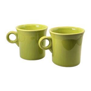 2x Fiesta Ware HLC Tom & Jerry Lemon Grass Green Ring Handle Coffee Cup Mug
